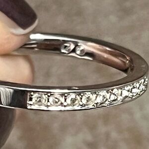Natural diamond and silver ring half eternity band. Size 8 3/4